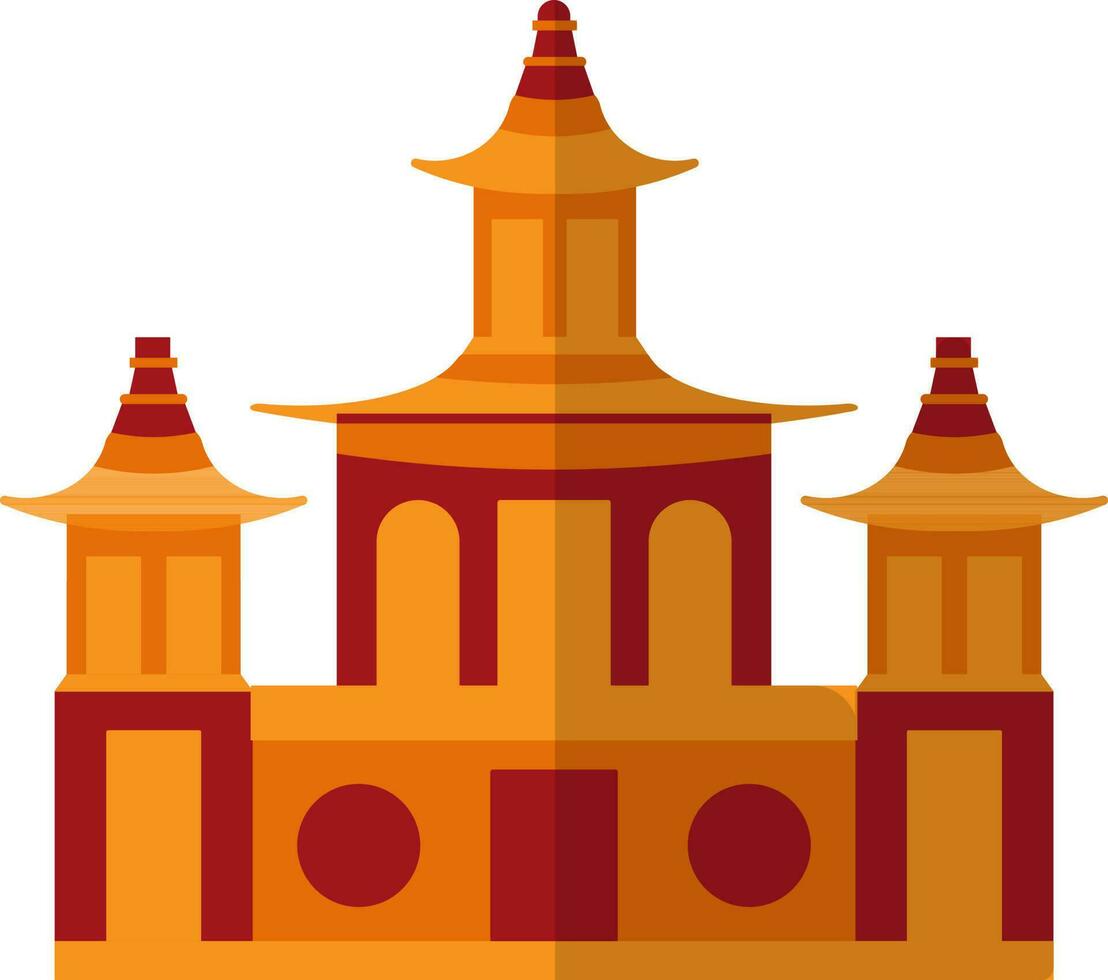 röd och orange kinesisk pagod byggnad. vektor