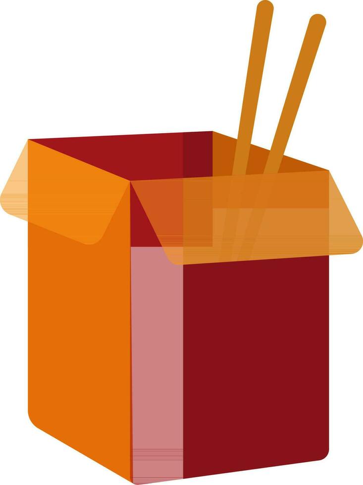 Orange Essen Box mit Essstäbchen. vektor