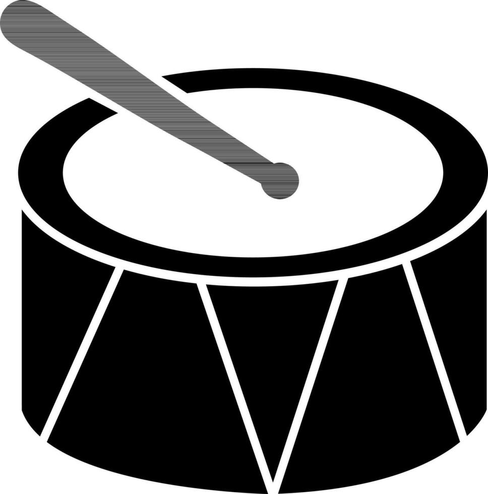 trumma med pinne, musikalisk instrument glyf ikon. vektor