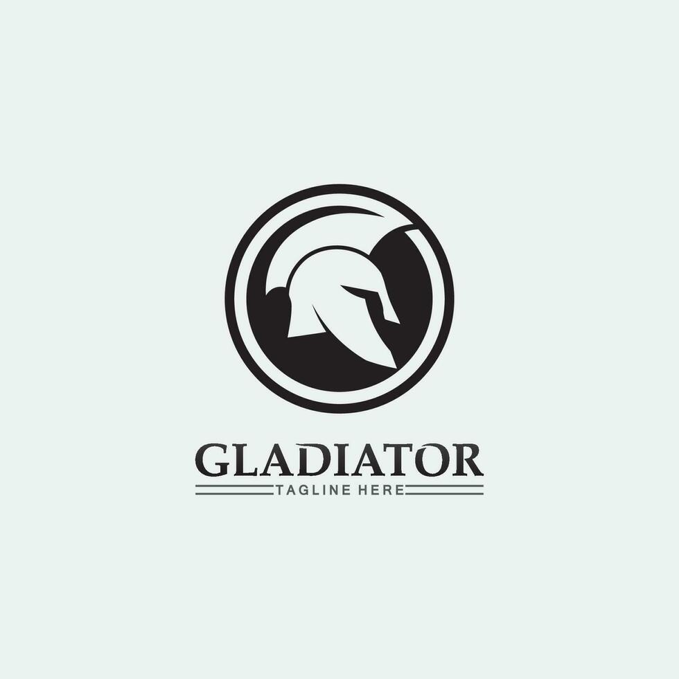 spartansk hjälm, gladiator logotyp mall vektor ikon design, huvud ikon krigare, soldat