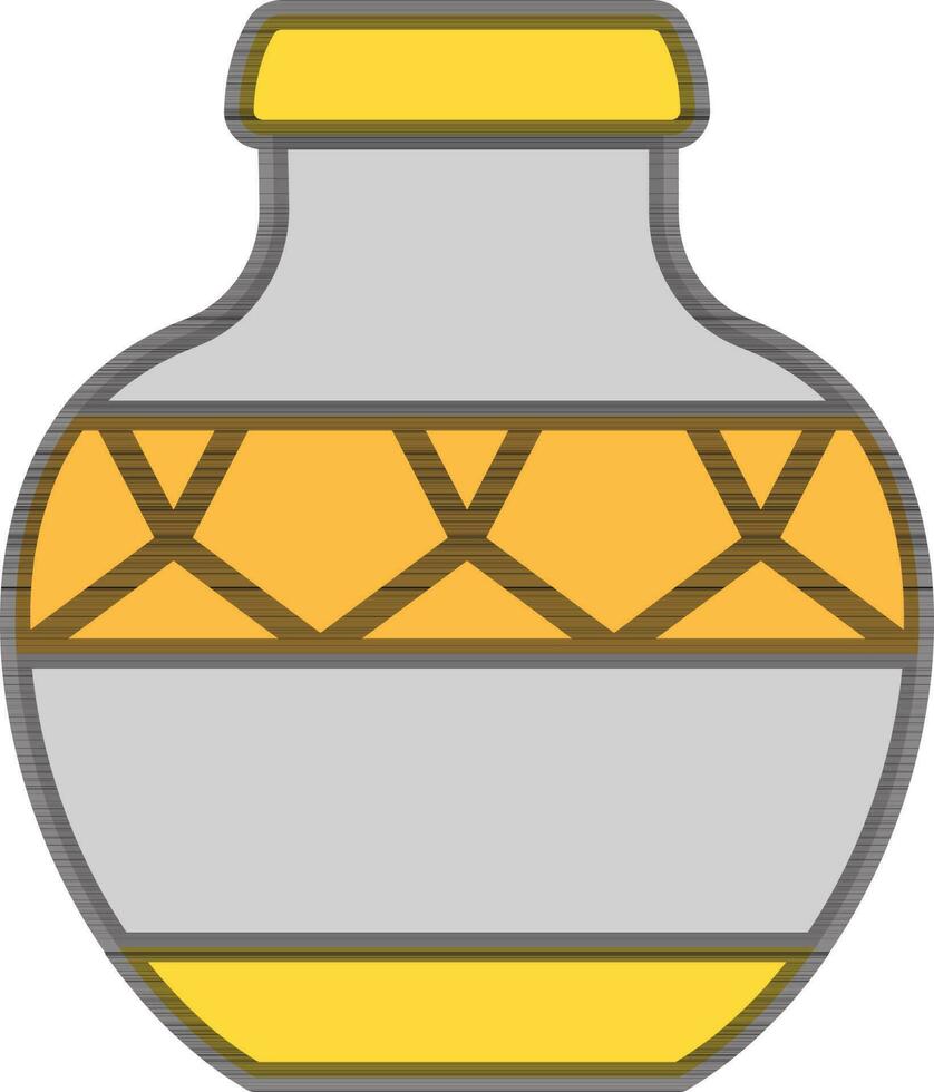 skön lera pott ikon i gul och grå Färg. vektor