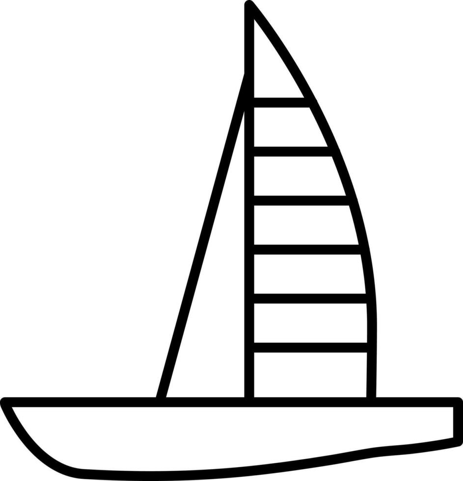segelbåt ikon i svart linje konst. vektor