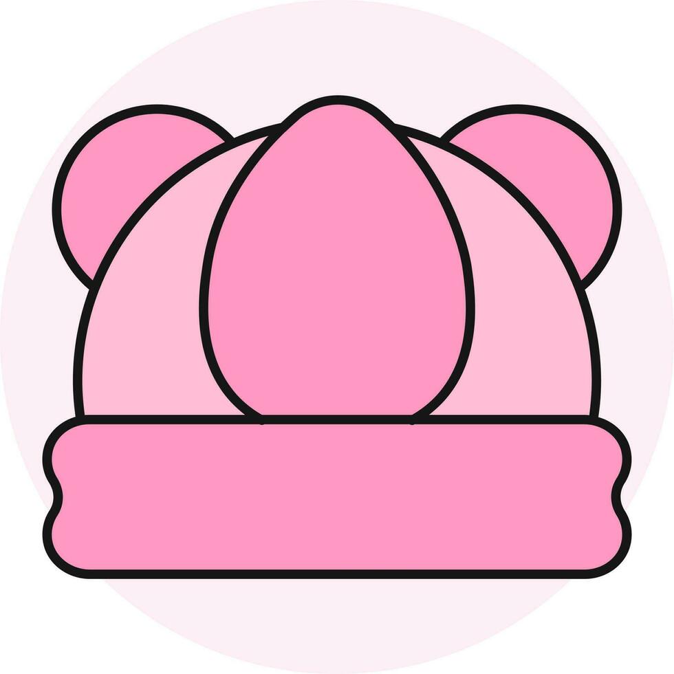 Bär Ohr Wolle Hut Symbol im Rosa Farbe. vektor