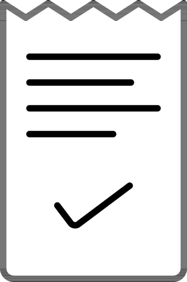 Kassenbon oder Rechnung genehmigt Symbol im schwarz Linie Kunst. vektor