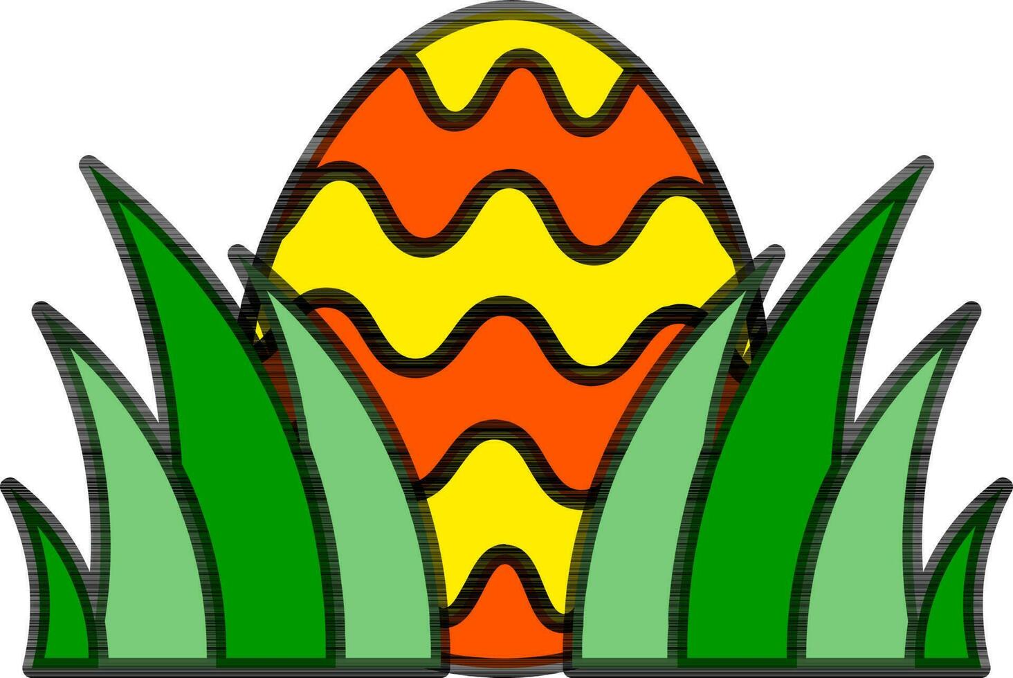 påsk ägg med grön gräs ikon i platt stil. vektor