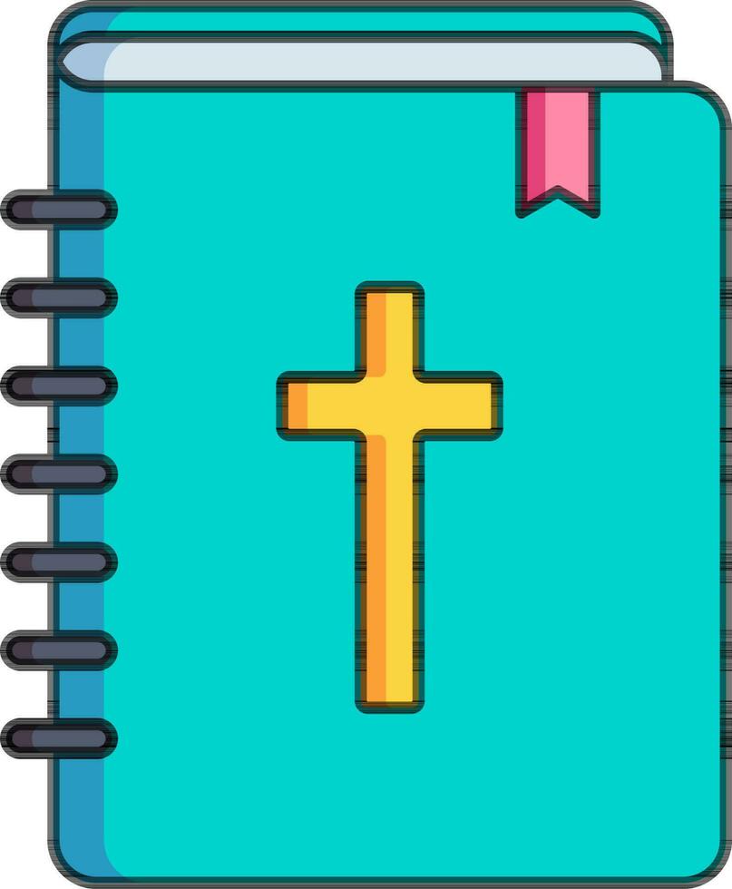 platt stil bibel bok ikon i blå och gul Färg. vektor