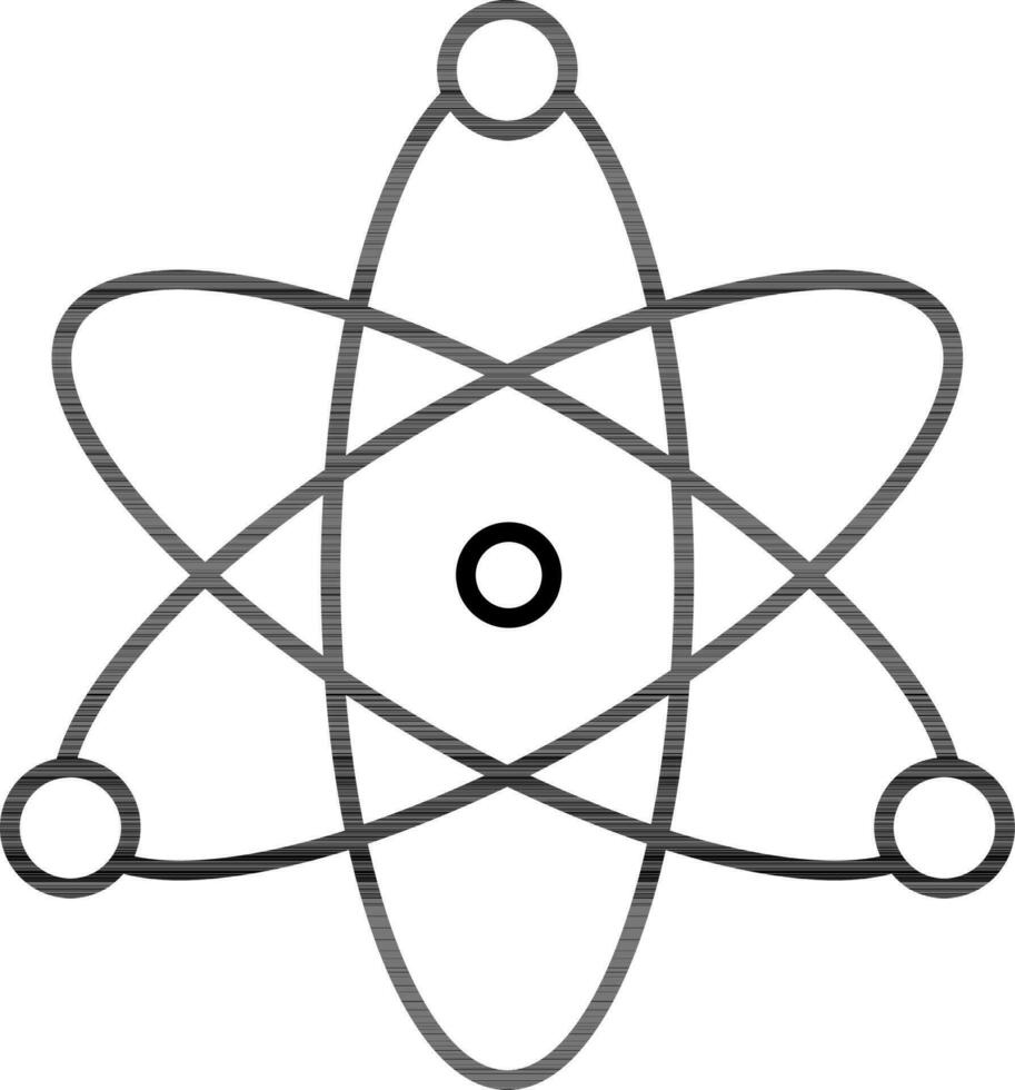 eben Stil atomar Struktur Symbol im Linie Kunst. vektor