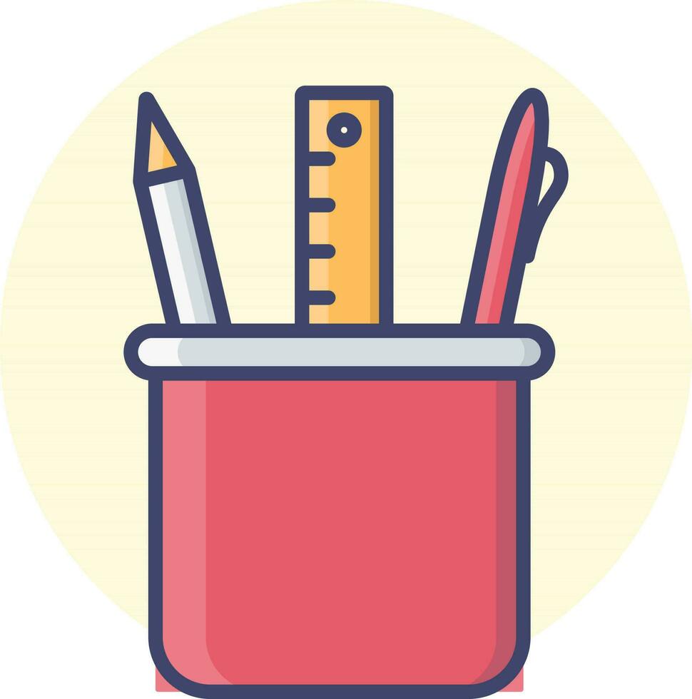 vektor illustration av penna med linjal och penna i hållare ikon.