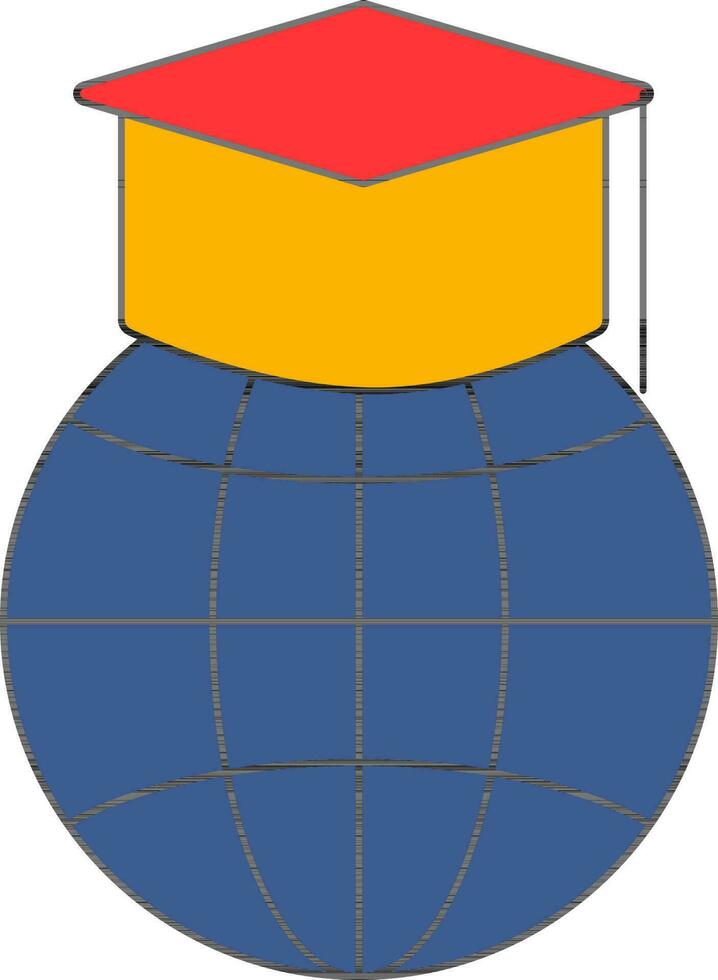 Abschluss Deckel mit Globus Symbol im Orange und Blau Farbe. vektor