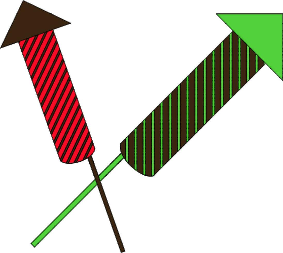 raket ikon Färg med stroke för fyrverkeri begrepp i illustration. vektor