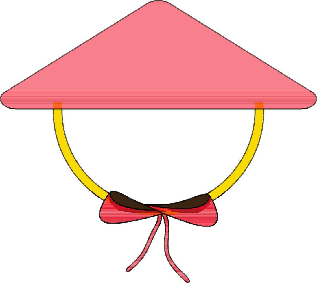 röd Färg och stroke av kinesisk hatt ikon med band. vektor