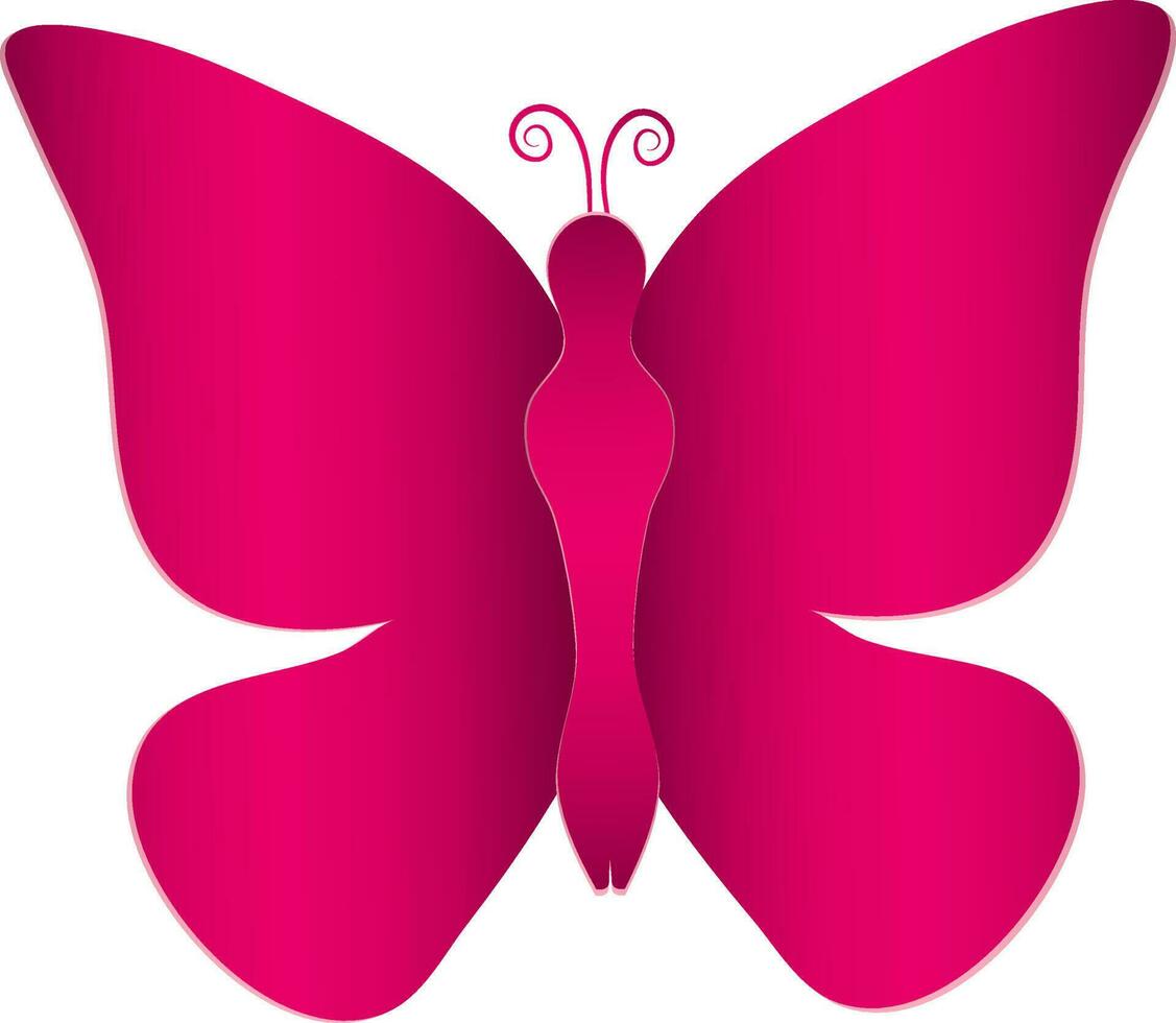 skinande rosa fjäril tillverkad förbi papper konst. vektor