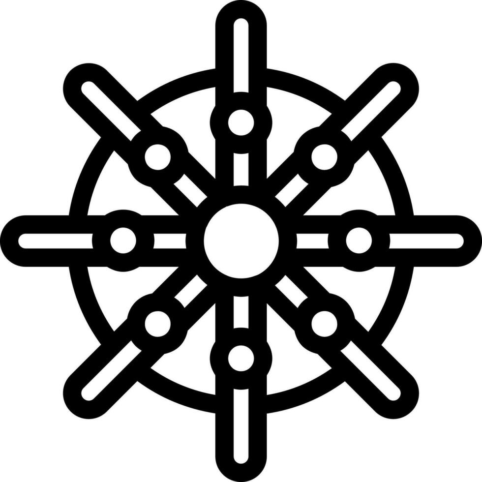 Dharma Rad Symbol im Linie Kunst. vektor