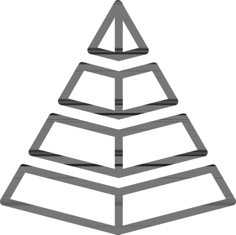 fyra arbete bearbeta pyramid ikon i svart översikt. vektor