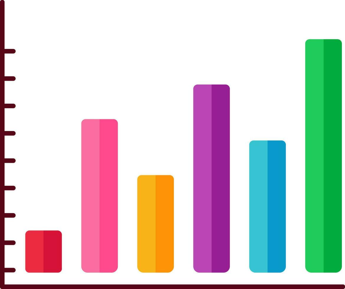 bunt Bar Graph Symbol auf Weiß Hintergrund. vektor