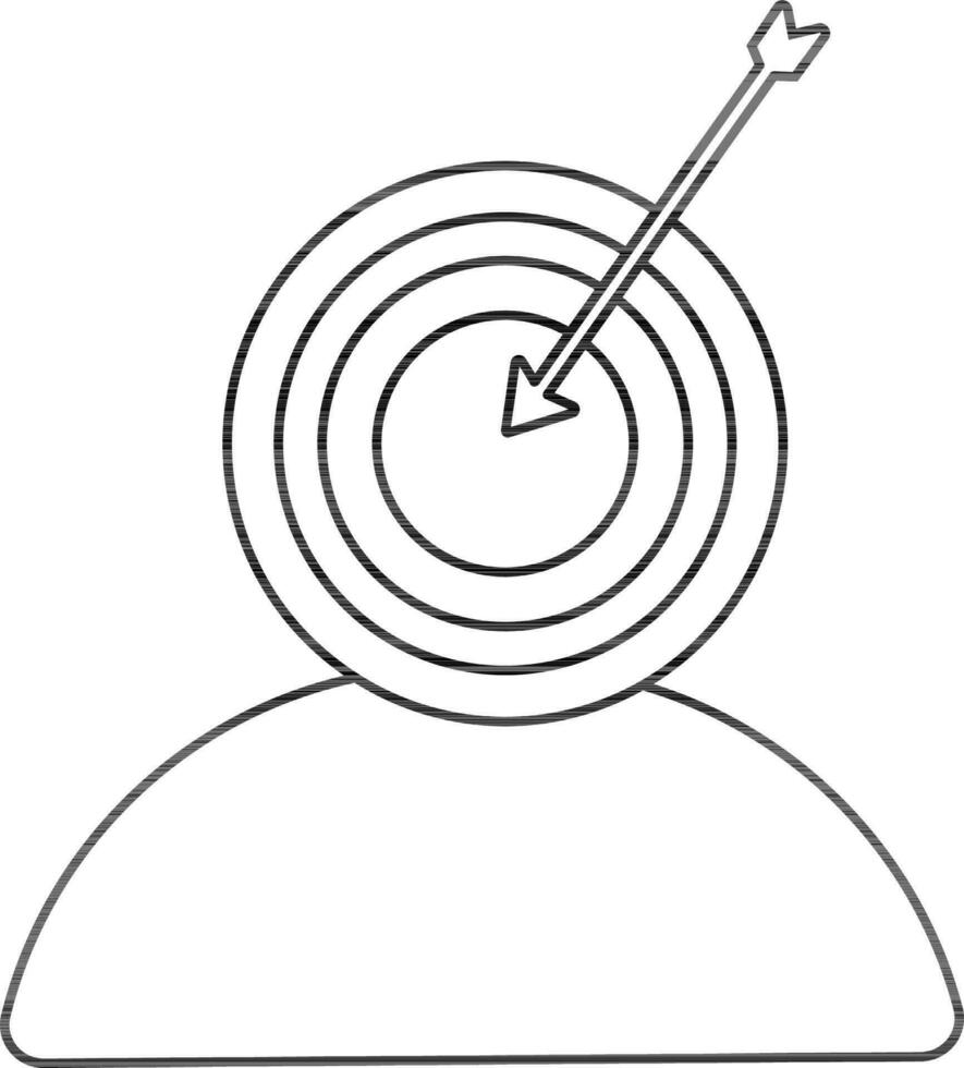 Illustration von Ziel Symbol mit Pfeil auf Mitarbeiter Gesicht im Schlaganfall. vektor