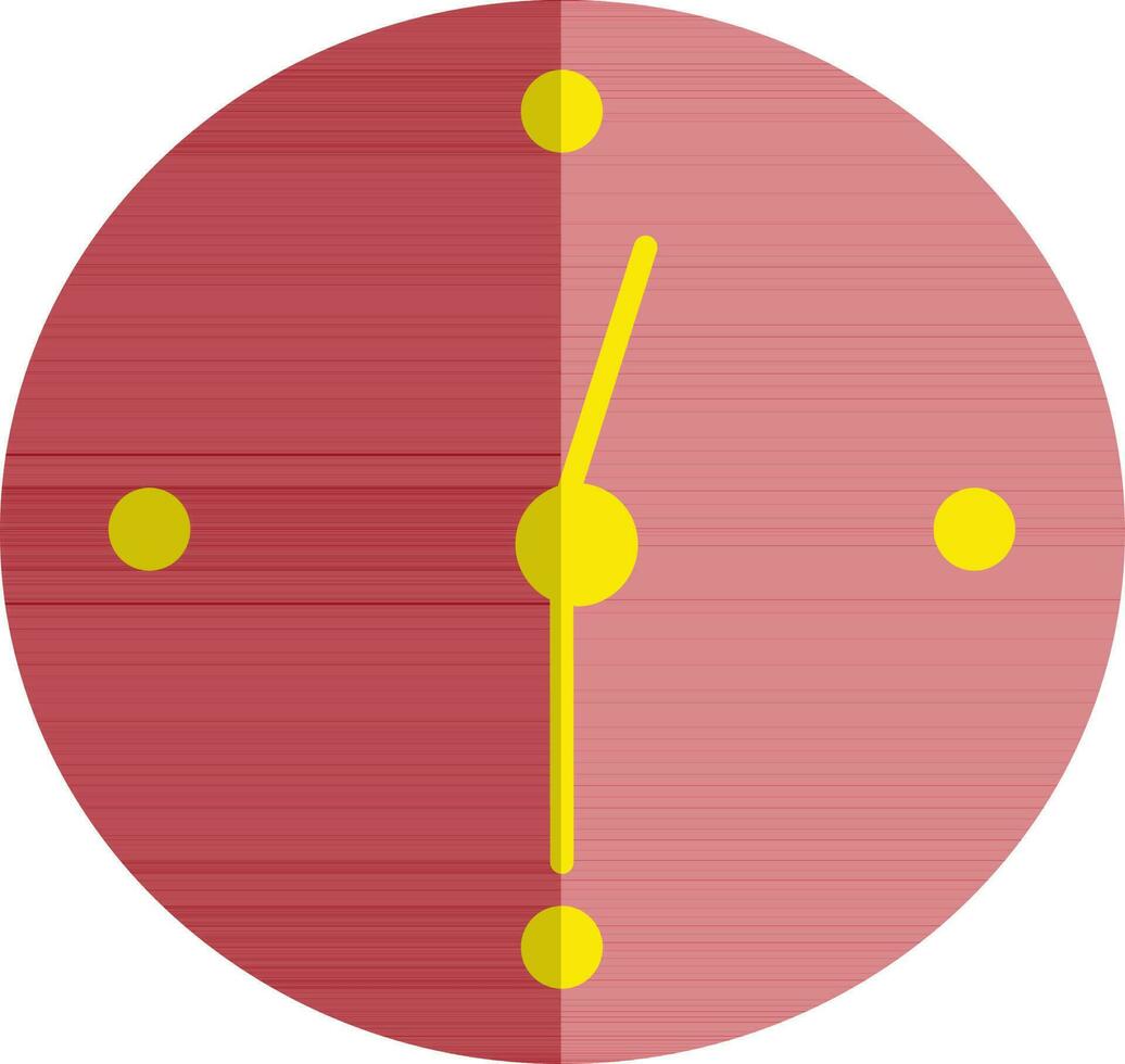 Illustration von ein Mauer Uhr im rot und Gelb Farbe. vektor