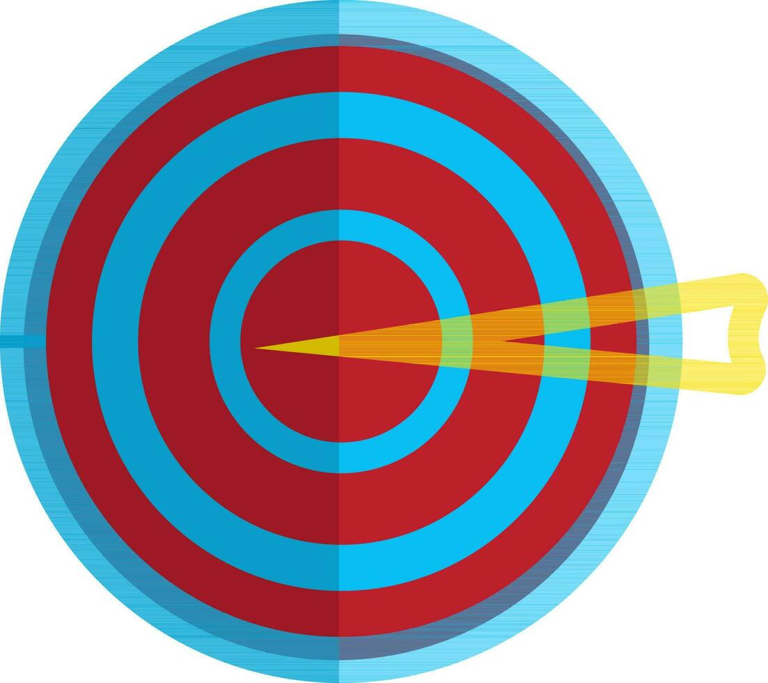 Gelb Ziel Pfeil mit Blau und rot Volltreffer. vektor