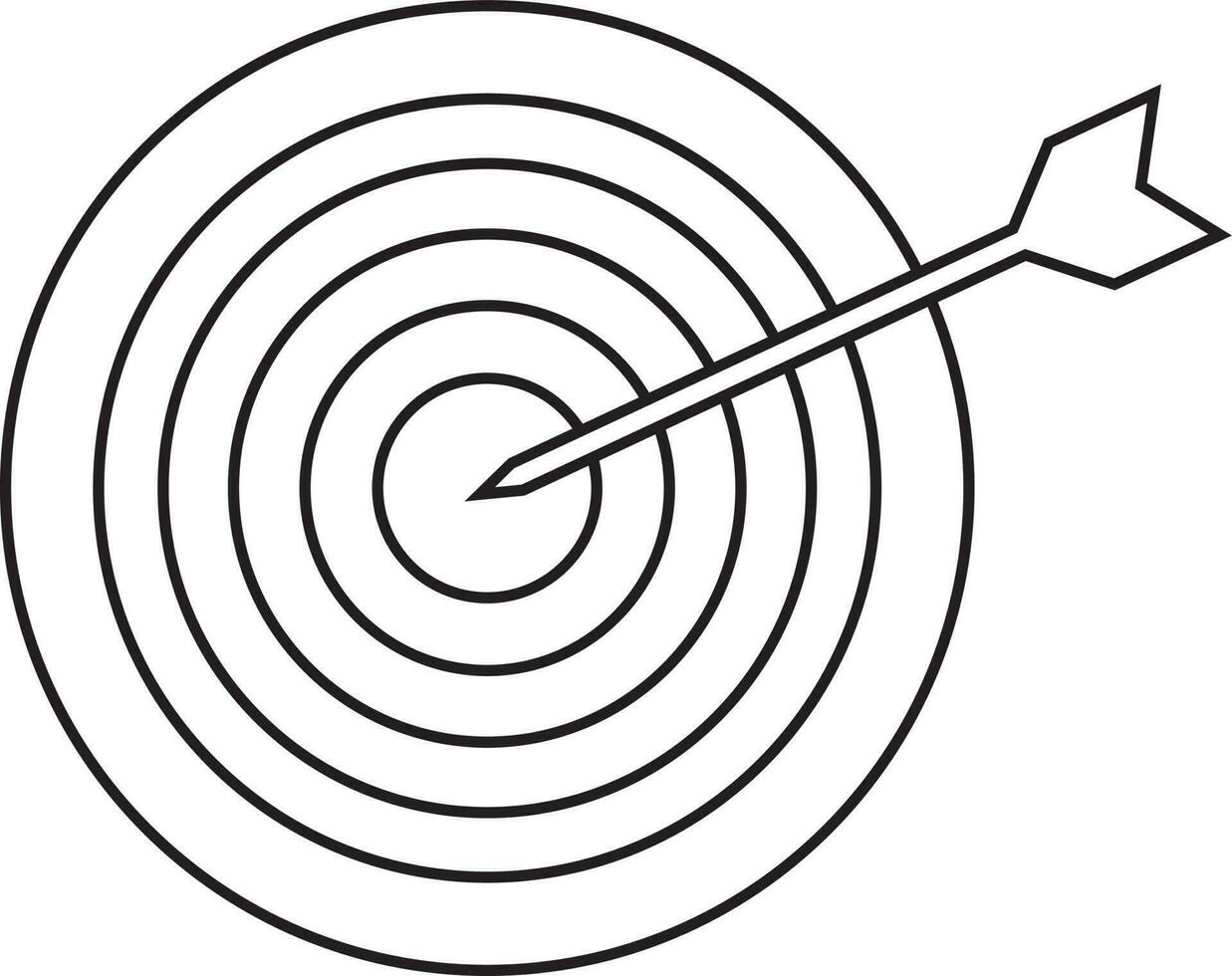 schwarz Linie Kunst Ziel mit Pfeil. vektor