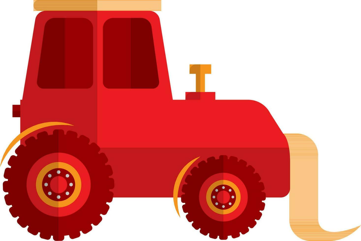 illustration av traktor i röd och orange Färg. vektor