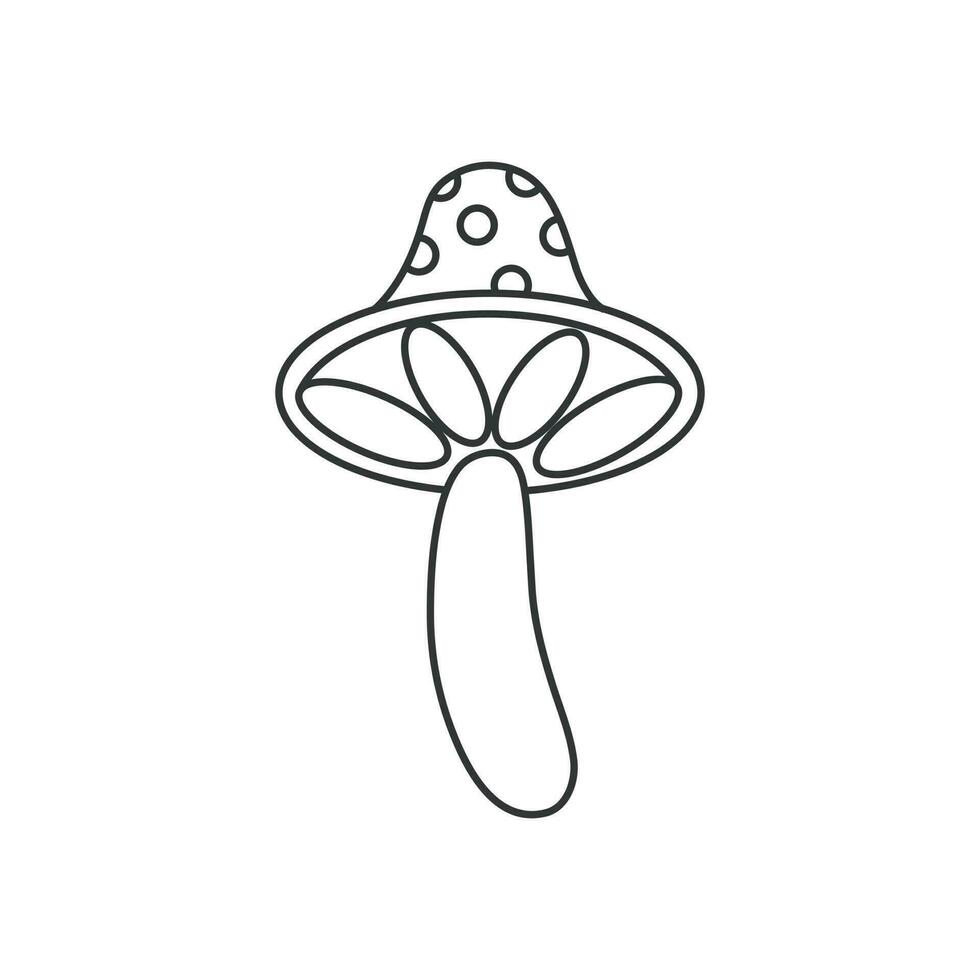 flyga agaric ikon. illustration i översikt stil. 70s retro vektor design.