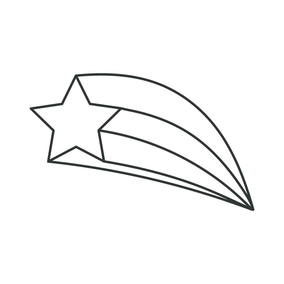 stjärna ikon med svans. illustration i översikt stil. 70s retro vektor design.