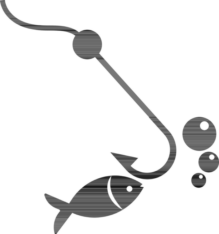 Charakter von Fisch mit Haken. vektor
