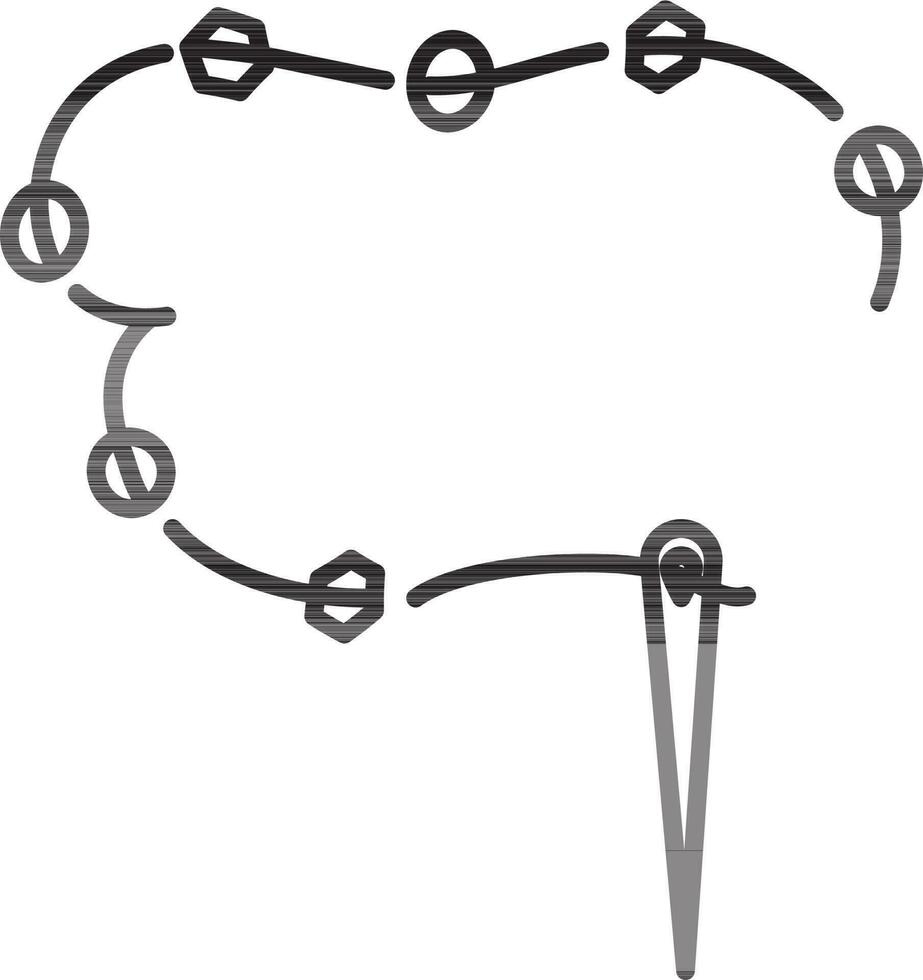 illustration av runda små boll i tråd med nål. vektor