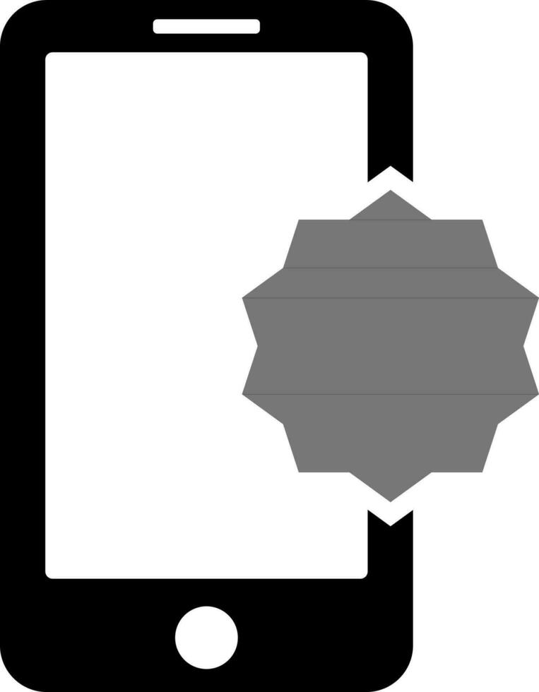 Smartphone Symbol mit Aufkleber im schwarz Farbe. vektor