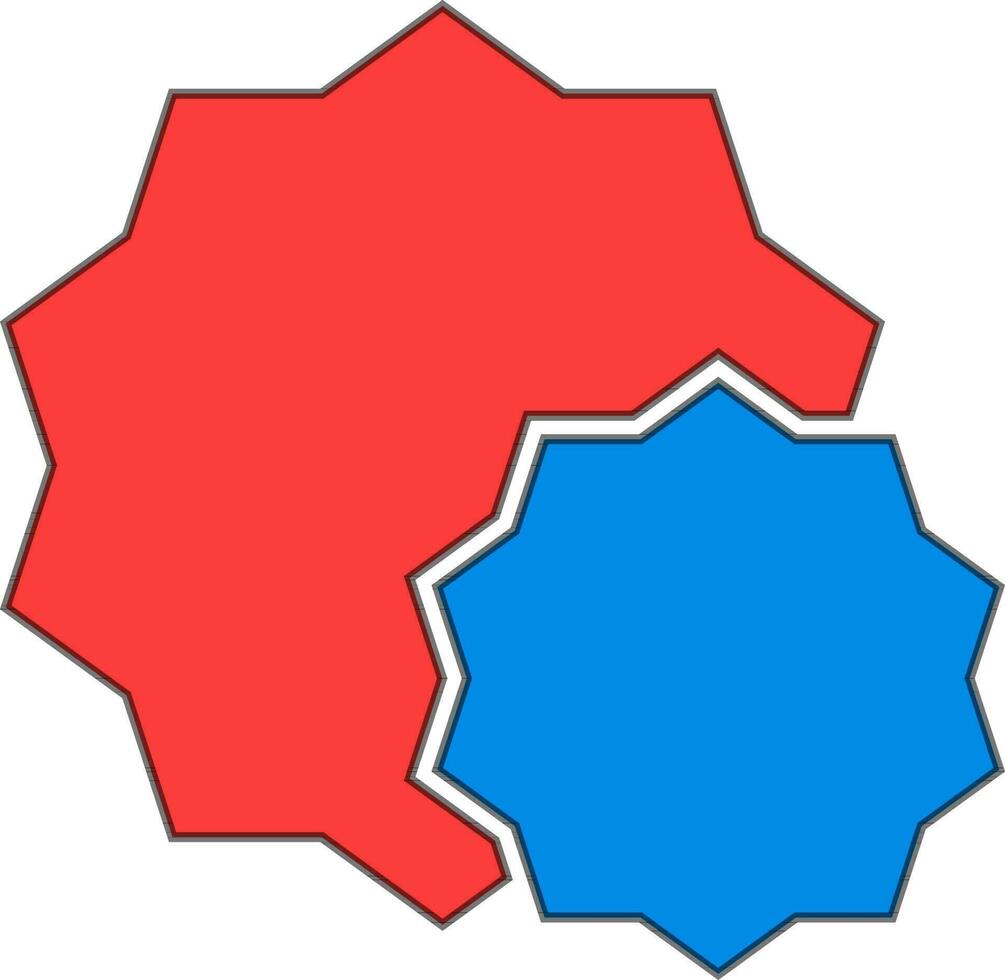 platt stil ikon av klistermärken i blå och röd Färg. vektor