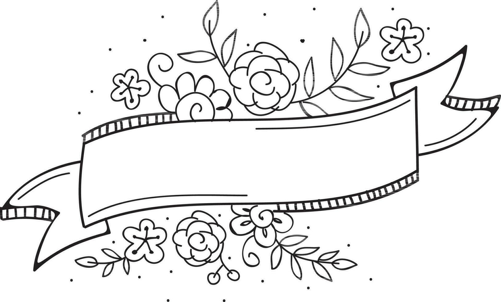 Hand gezeichnet Blumen- mit Schleife. vektor