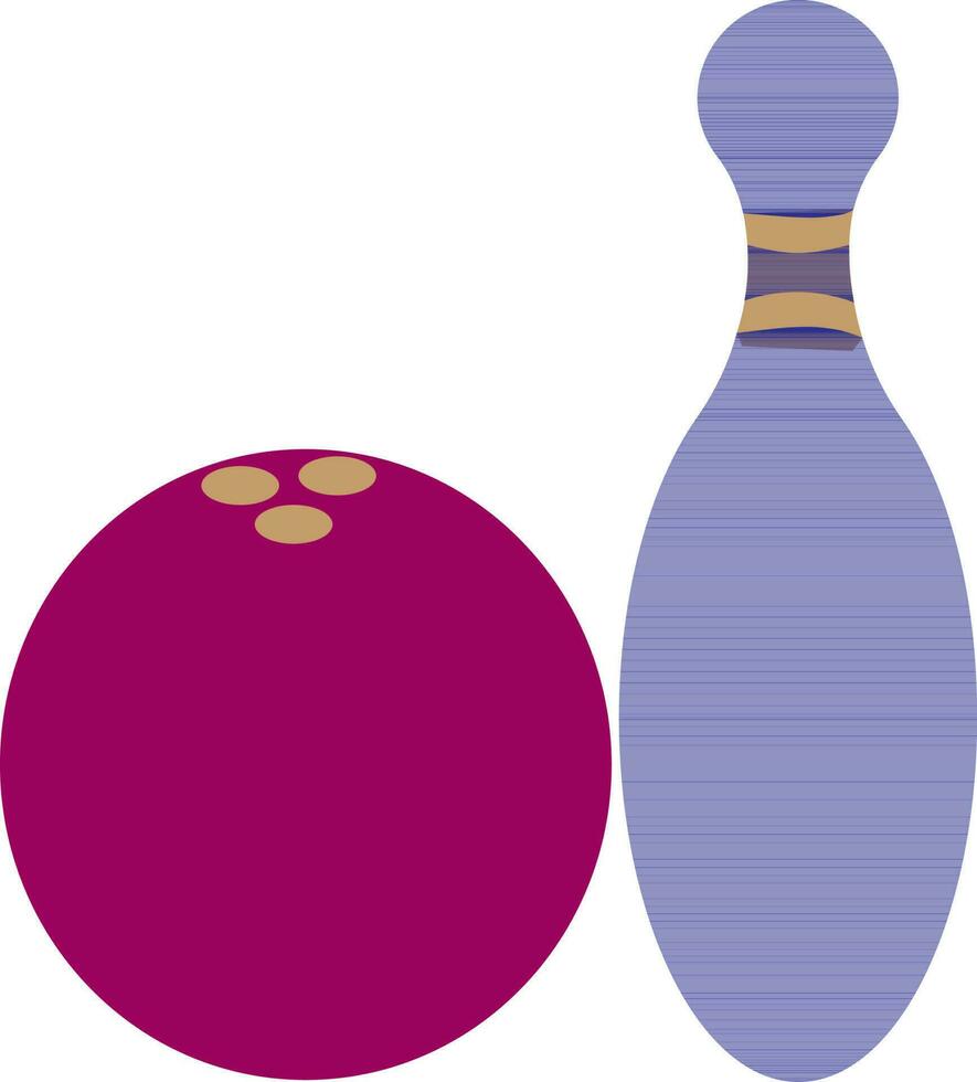 blå bowling stift med rosa boll. vektor