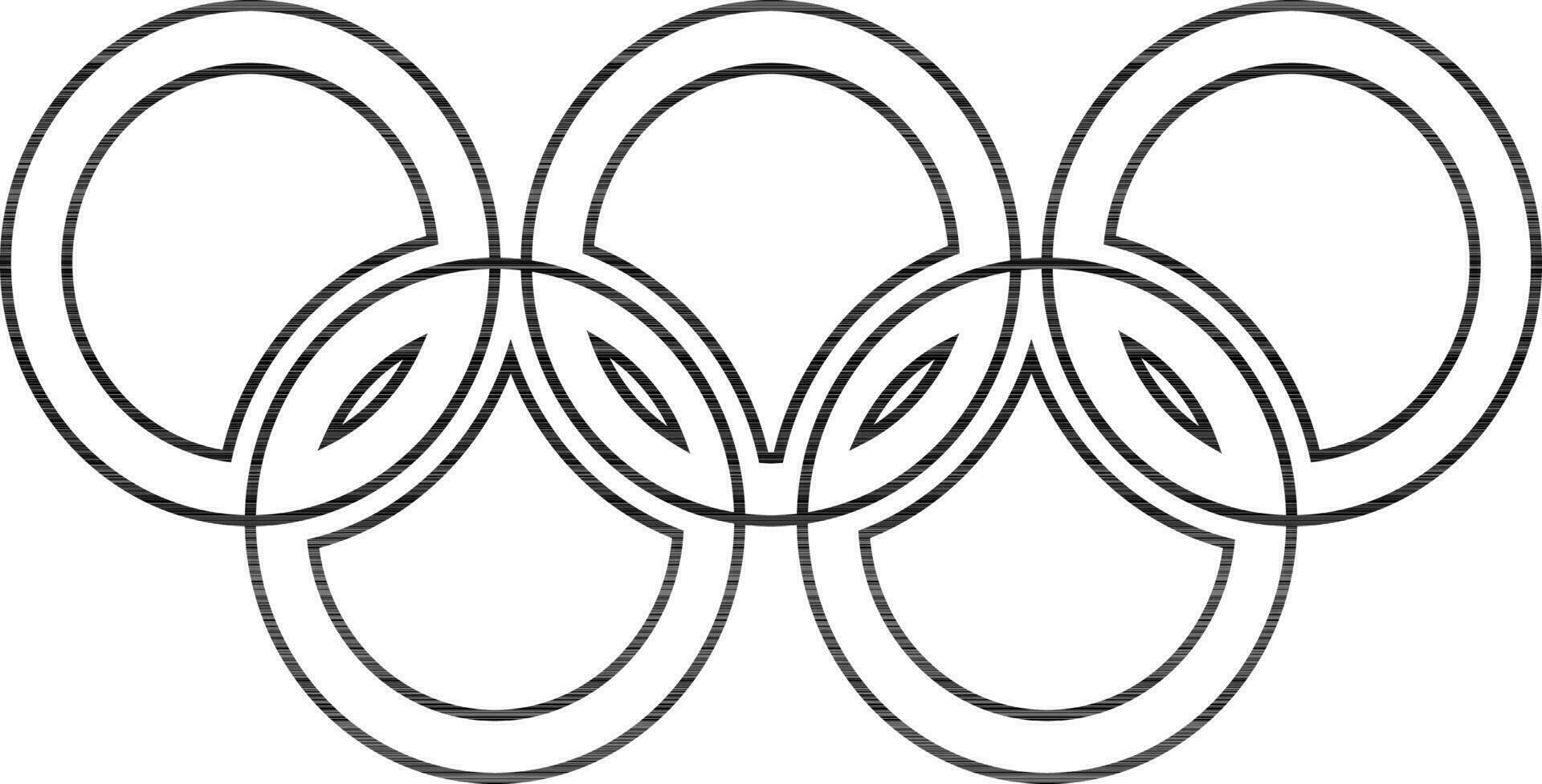 schwarz Linie Kunst olympisch Ringe. vektor