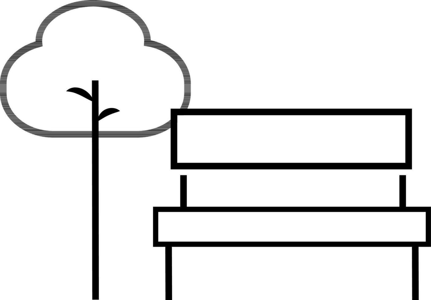 leer Sitz mit Baum im schwarz und Weiß Farbe. vektor