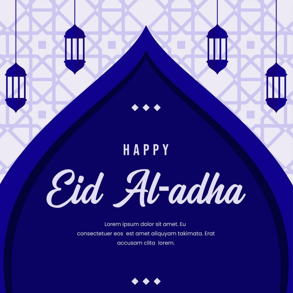 Blau und Weiß Poster zum das Feier von eid al - - adha vektor