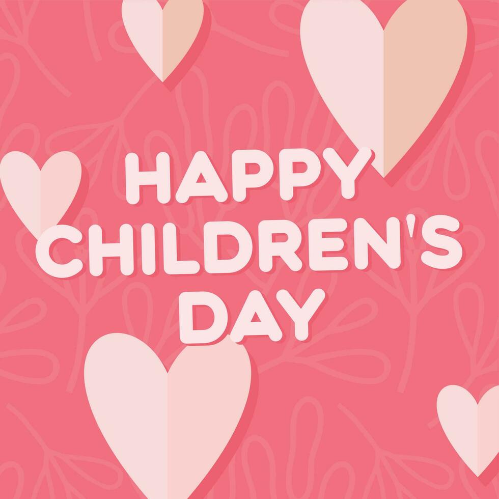Lycklig barns dag vektor hälsning i röd Färg dekorerad med kärlek vektor bakgrund