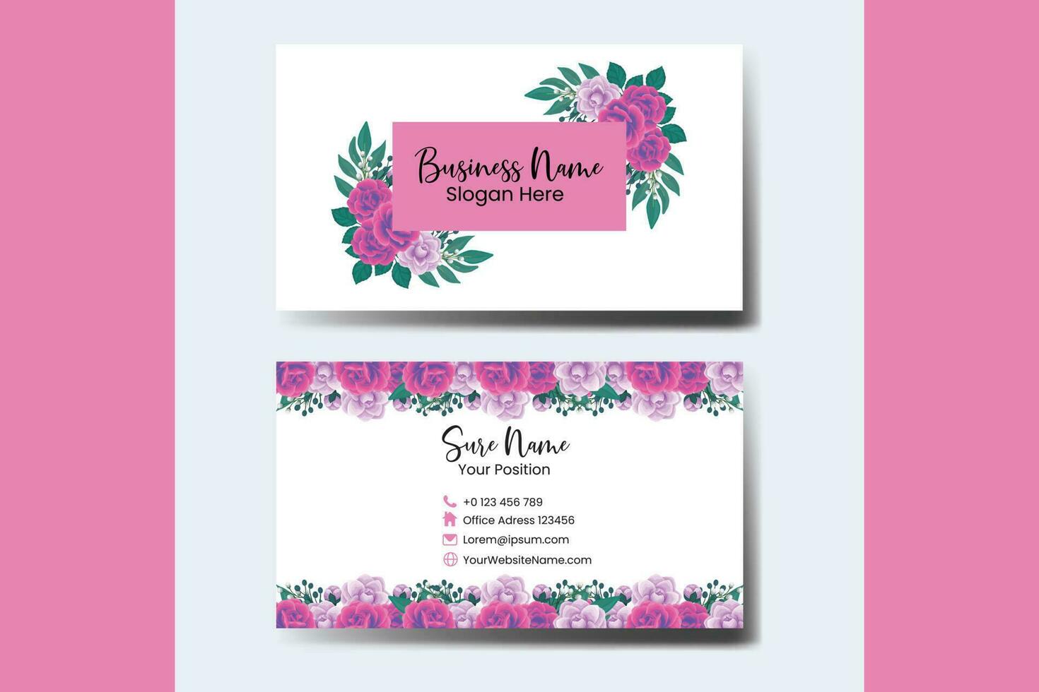 Geschäft Karte Vorlage Rose mit Anemone Blume Aquarell vektor