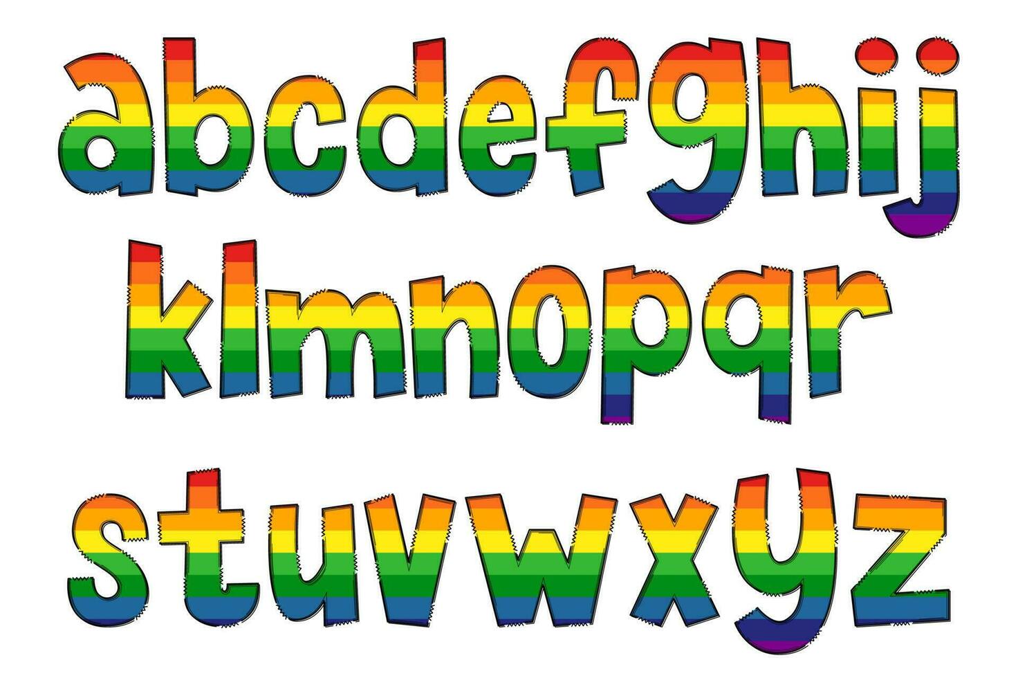 handgjord regnbåge brev. Färg kreativ konst typografisk design vektor