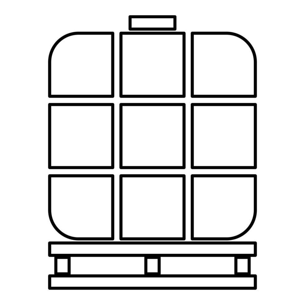 ibc mellanliggande bulk behållare tank för vätskor vätska vatten lagring reservoar kontur översikt linje ikon svart Färg vektor illustration bild tunn platt stil