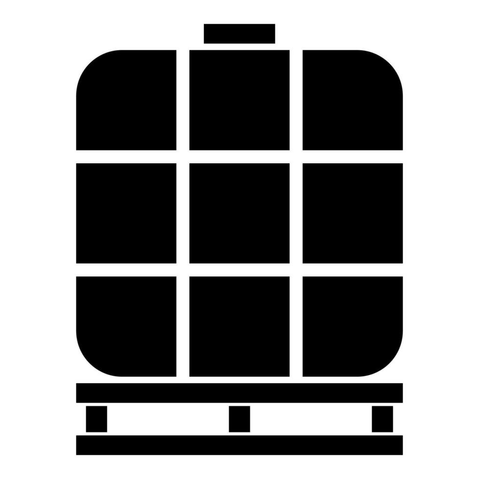 ibc mittlere Bulk Container Panzer zum Flüssigkeiten Flüssigkeit Wasser Lager Reservoir Symbol schwarz Farbe Vektor Illustration Bild eben Stil