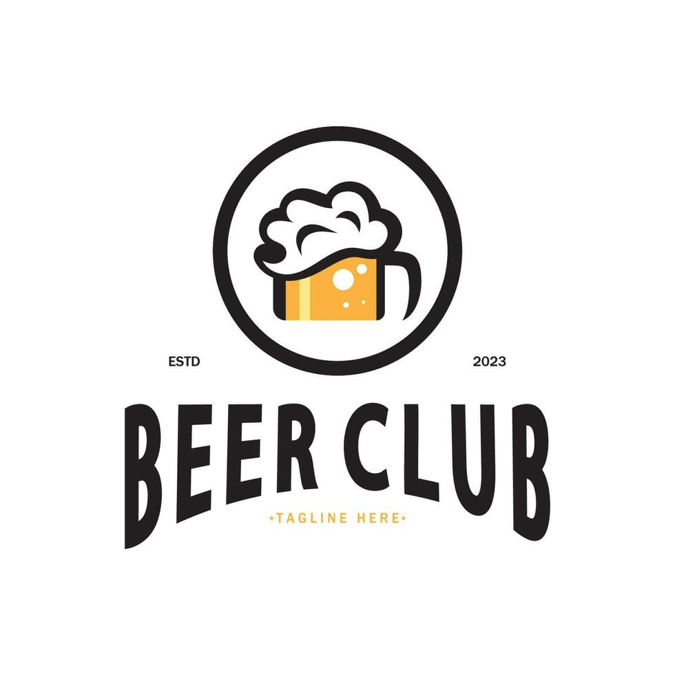 Bier Logo Vorlage mit Jahrgang Kunst Weizen.für Abzeichen, Emblem, Malz, Bier Unternehmen, Bar, Alkoholiker trinken vektor