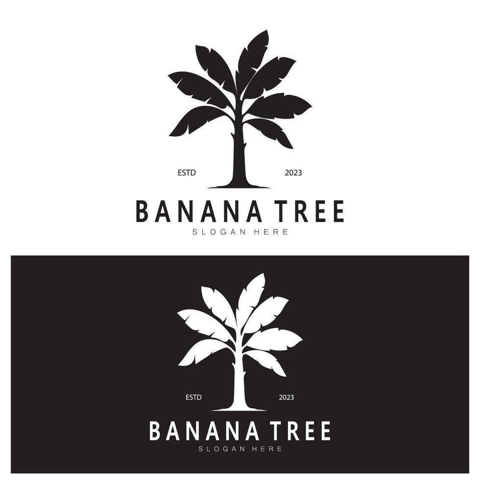 enkel silhuett banan träd logotyp. platt design vektor