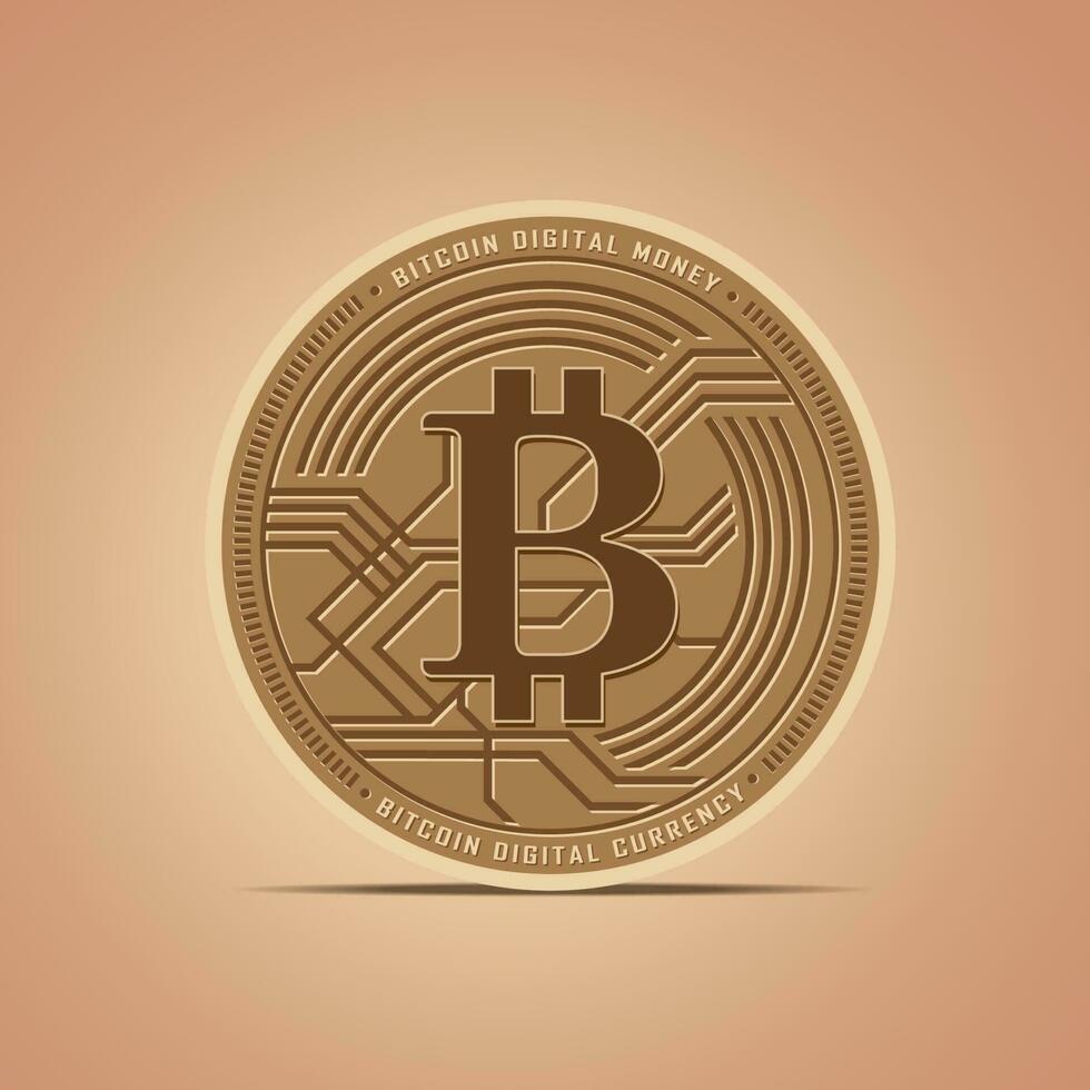 Digital Geld Bitcoins eben Symbol Vektor Illustration