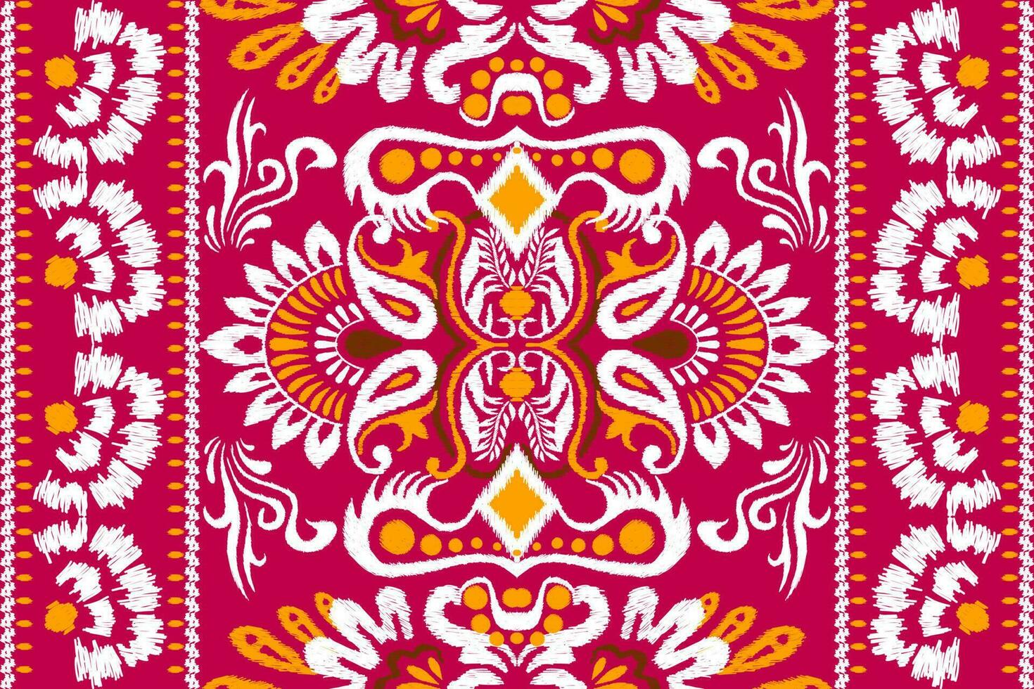 ikat blommig paisley broderi på rosa bakgrund.ikat etnisk orientalisk mönster traditionell.aztec stil abstrakt vektor illustration.design för textur, tyg, kläder, inslagning, dekoration, matta, halsduk.