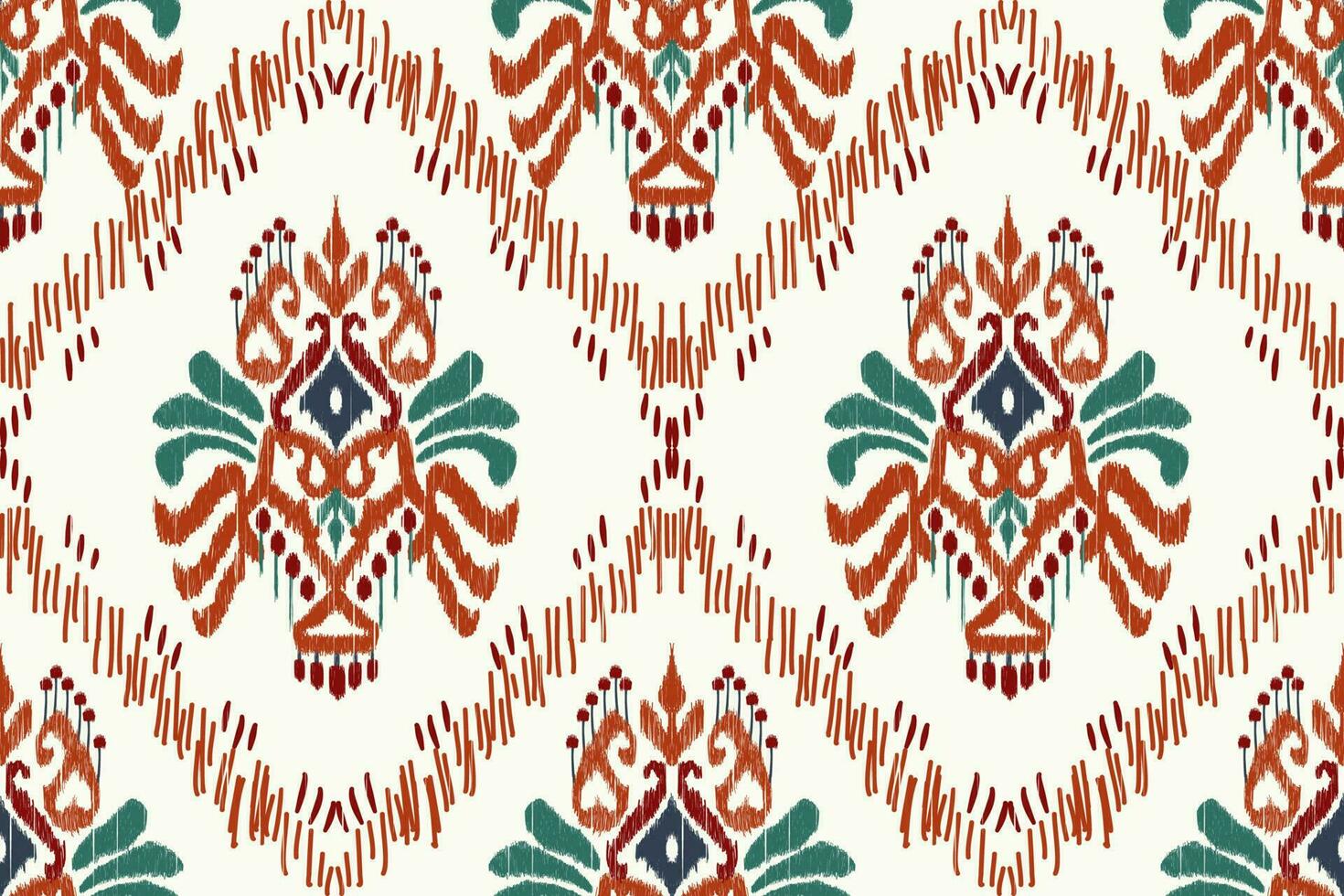 ikat blommig paisley broderi på vit bakgrund.ikat etnisk orientalisk sömlös mönster traditionell.aztec stil abstrakt vektor illustration.design för textur, tyg, kläder, inslagning, dekoration.