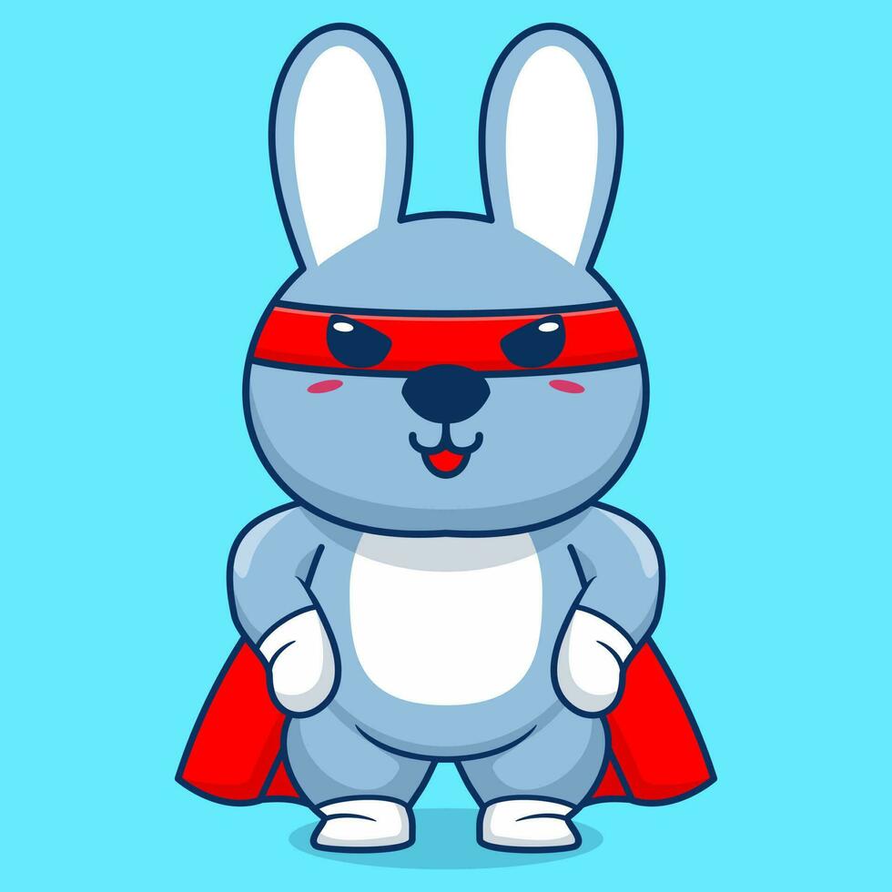 Vektor süß Hase Super Held Karikatur Vektor Symbol Illustration