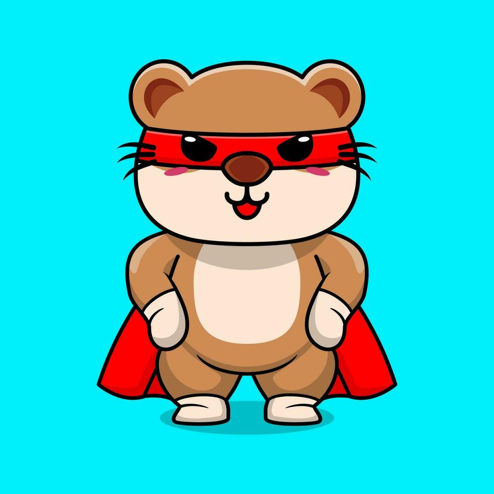 Vektor süß Otter Super Held Karikatur Vektor Symbol Illustration