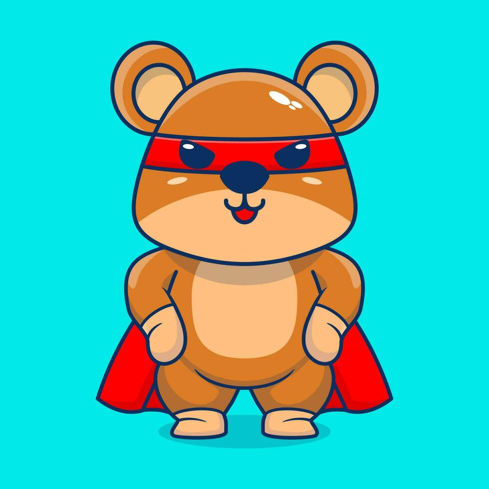 Vektor süß Teddy Bär Super Held Karikatur Vektor Symbol Illustration