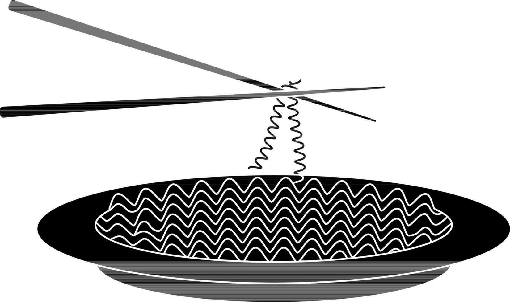 glyf stil av skål spaghetti ikon med ätpinnar. vektor