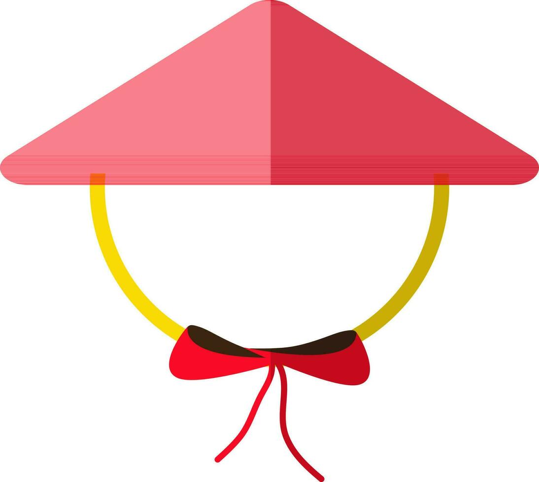 rot Farbe und Hälfte Schatten von Chinesisch Hut Symbol mit Schleife. vektor